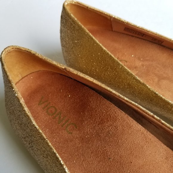VIONIC Gem Caballo Ballet Flat GOLD GLITTER 8.5 - Picture 3 of 5